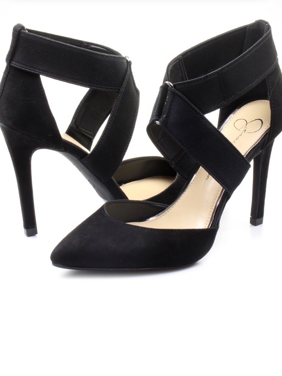 Jessica Simpson Shoes - Jessica Simpson Black Pointed-Toe Ankle Strap Heels